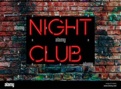 Night Club Neon Sign On A Brick Wall Stock Photo Alamy