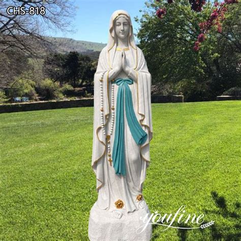 78 In Painted Marble Our Lady Of Lourdes Statue For Sale Outdoor Garden
