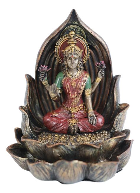 Buy Ebros Hindu Goddess Of Prosperity Lakshmi Seated On Lotus Throne Backflow Cone Incense