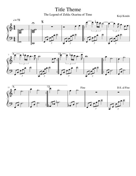 Title Theme Ocarina Of Time Sheet Music For Piano Download Free In Pdf