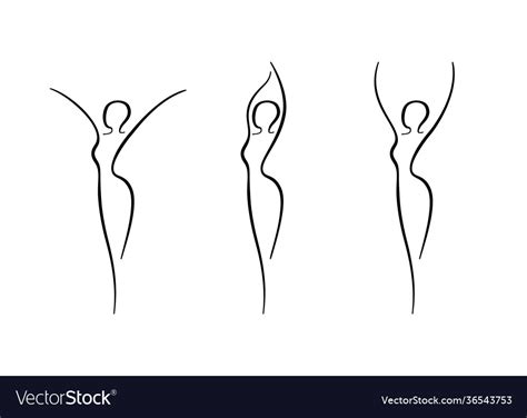 Woman Body Outline Icons Set Various Female Line Vector Image