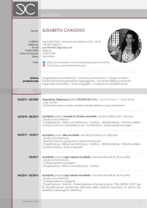 Curriculum Vitae Architetto Elisabetta Carugno By Elisabetta Carugno