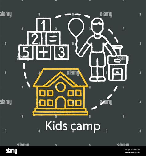 Kids Camp Chalk Concept Icon Summer Children Club Community Child