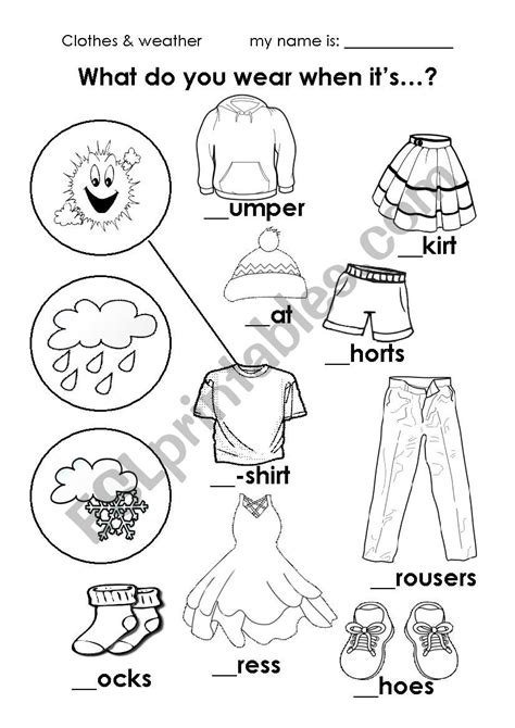 Weather And Clothes Esl Worksheet By Noracarlucci