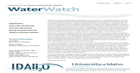 University Of Idaho Extension Update Waterwatch Pdf Document