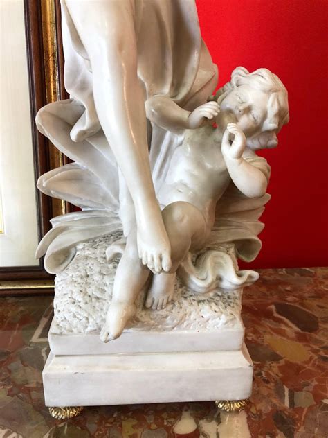 Italian Solid White Marble Statue Women And Child 19th