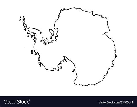 Antarctic Map Outline Ice Continent Royalty Free Vector