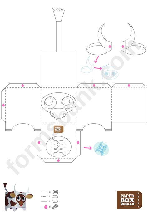 Cow Paper Toy Box Template Printable Pdf Download
