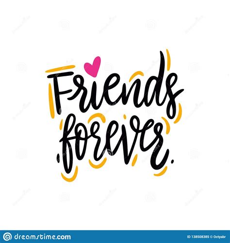 Friends Forever. Hand Drawn Vector Lettering Phrase. Vector Illustration. Stock Vector ...
