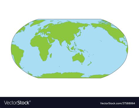 World Map Silhouette In Robinson Projection Vector Image