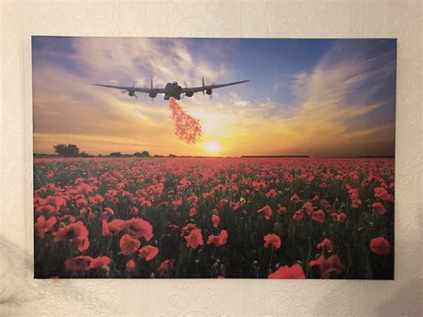 Avro Lancaster Poppy Drop Field Canvas Prints Various Sizes Free Delivery Ebay