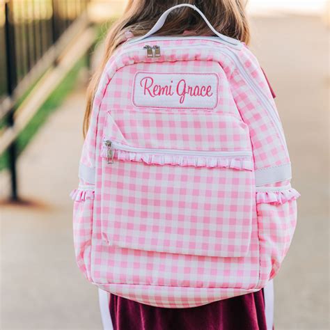 Pink Gingham Ruffles Backpack Sugar Bee Clothing