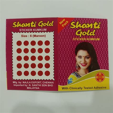 Shanti Goldshipee Goldnakshtra Gold Sticker Bindhi Maroon Box Size 6