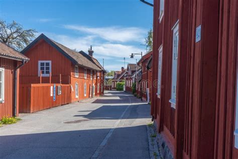 Typical Village Houses In A Small Swedish Town Trosa Stock Image