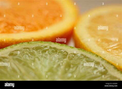 Orange Lemon And Lime Fruit Halves Stock Photo Alamy