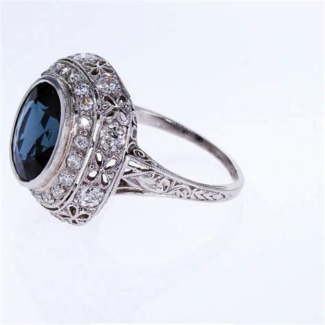 Vintage Blue Sapphire And Diamond Engagement Ring Market Street Diamonds