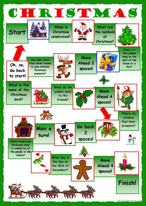 Christmas Board Game English Esl Worksheets Pdf And Doc