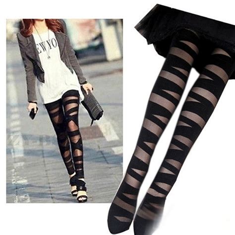 new stylish fashion women sexy pantyhose black ripped stretch vintage tights mock stocking high