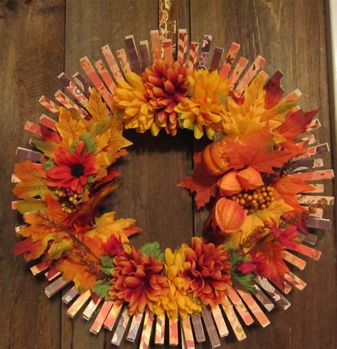 Pin By Inspired By Gram On Inspired By Gram Clothes Pin Wreath Wreath Crafts Fall Wreaths