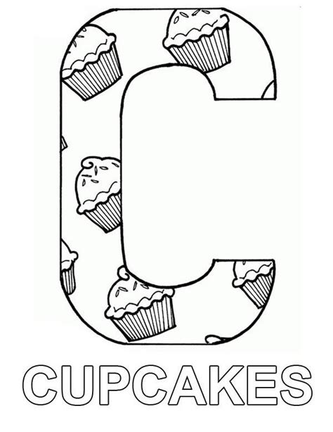 Letter c printable coloring worksheet and letter c coloring page for young kids, kindergarten, tooddler to print and color at morecoloringpages.com. Letter C Full of Cupcake Coloring Page - NetArt