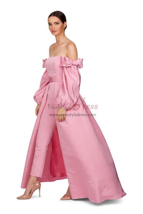 Satin Bridal Jumpsuit Pink Prom Gown Detachable Train Wps 156