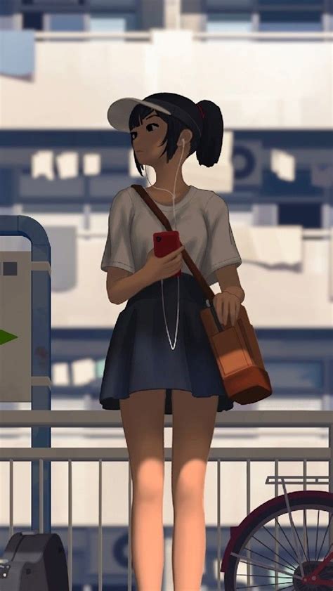Anime Girl Waiting For The Bus Backiee