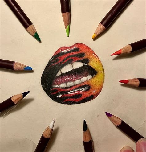 Fire Lip Drawing 👄🖌 In 2021 Bunte Zeichnungen Lippen Zeichnen
