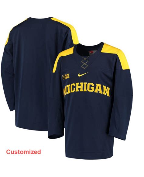 Mens Nike Michigan Wolverines Navy Custom Hockey Jersey