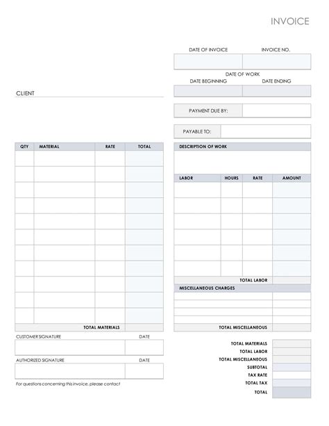 Free Printable Self Employed Invoice Templates Word Pdf Hours Worked