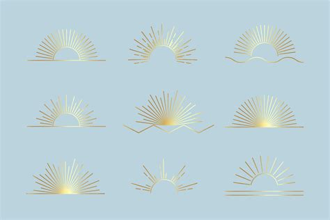 Vector Sun Set Linear Boho Icons Symbols Sun Logo Design Templates