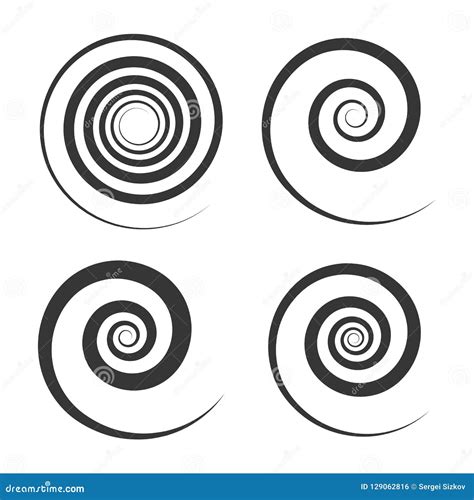 Spiral And Swirl Motion Elements Set On White Background Vector Stock