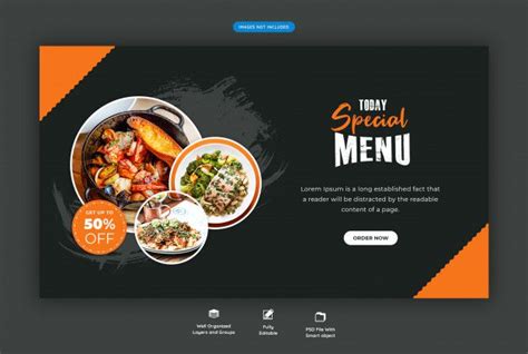 Food Menu And Restaurant Horizontal Web Banner Template Food Menu