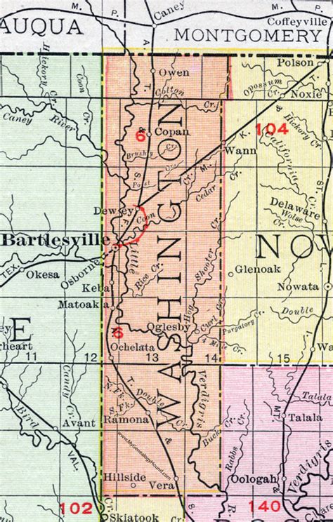 Washington County Oklahoma 1911 Map Rand Mcnally Bartlesville Dewey