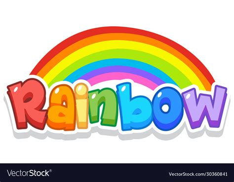 Word Design For Rainbow In Many Colors Royalty Free Vector