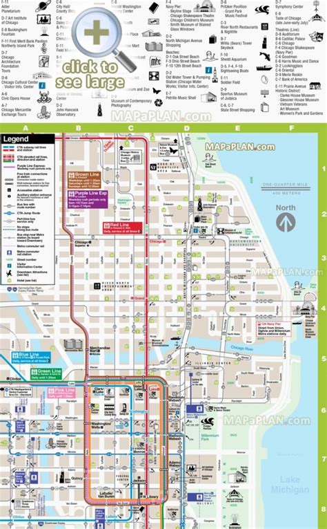 Chicago Downtown Map Tourist Attractions Chicago Year Round In