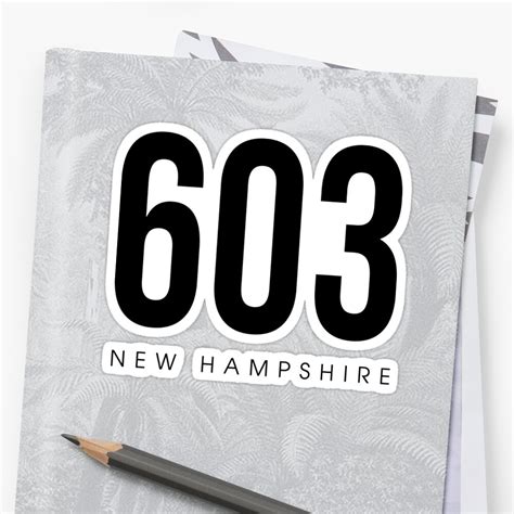New Hampshire 603 Area Code Sticker By Cartocreative Redbubble