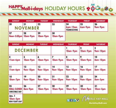 MALL HOLIDAY HOURS - Merle Hay Mall