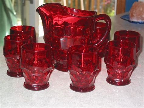 Gorgeous Vintage Georgian Ruby Red Honeycomb Pitcher And 8 Etsy