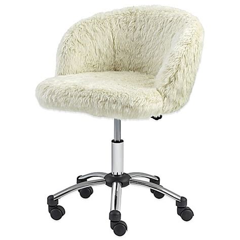White fur desk chair vintage white sheepskin fluffy furry chair armchair. Office Fur Task Chair in Light Cream - Bed Bath & Beyond