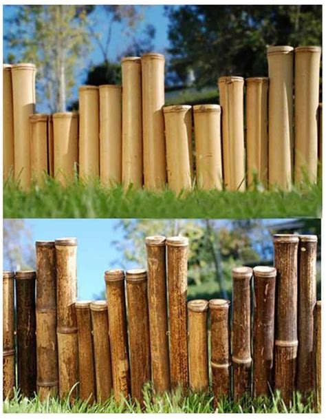 Bamboo Staggered Style Garden Edging Border Choose From Natural Or