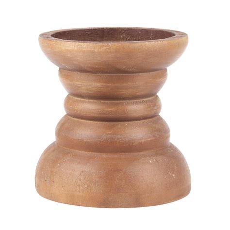 Small Decorative Natural Wood Pillar Candle Holder Stonebriar Collection