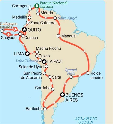 South America Itinerary Map Lp South America Travel Route South America Travel South