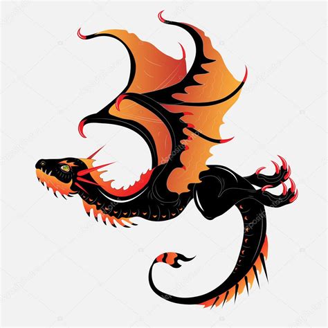 Black Orange Dragon ⬇ Vector Image By © Rimmolki Vector Stock 11042667