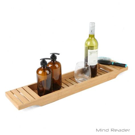 Bath tub table tray suitable for all bathtub types: Mind Reader Freestanding Bathtub Caddy Tray in Bamboo ...