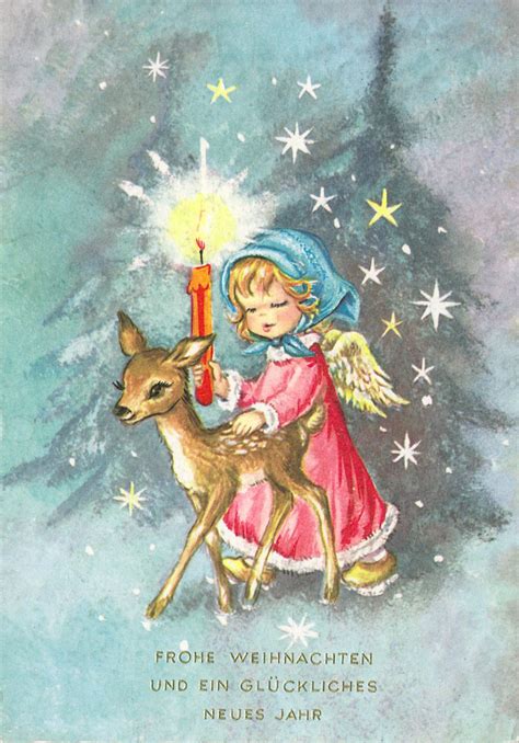 Wie feiert man in deutschland weihnachten? Weihnachten - Engelchen mit Reh, 1964 | eBay | Weihnachten engel, Weihnachtskartenbilder ...