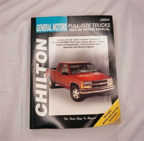 Chilton Repair Manual 1988 1998 Gm Full Size Trucks Silverado Sierra