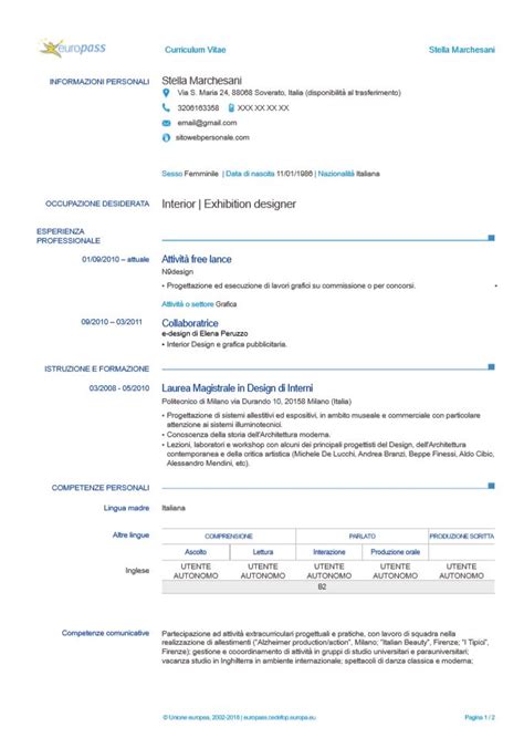 Europass cv => european resume template © download it for free and. Cv Europass Modello Da Compilare Modello Template - Da un ...