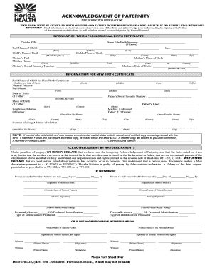 Acknowledgement Paternity Form Fill Out And Sign Printable Pdf
