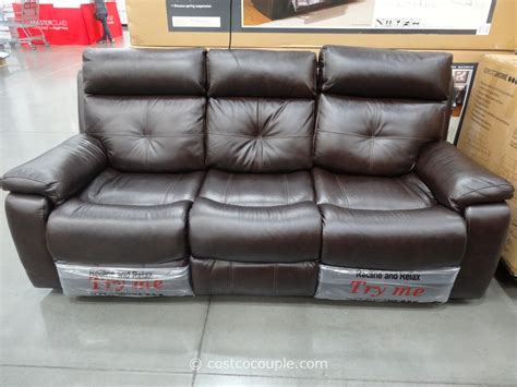 Costco has a new leather dual power reclining sofa on sale for $999! Spectra Matterhorn Leather Power Motion Sofa