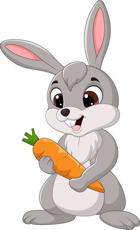 Conejo De Dibujos Animados Sosteniendo Una Zanahoria 6605448 Vector En